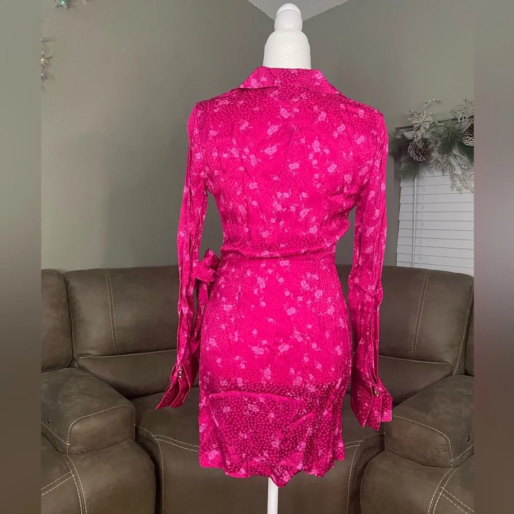 NWT Acler Evanston Satin Sheen Wrap Mini Dress Sz 2 Valentines Date Gift Party - Picture 11 of 16
